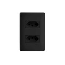 Kit Com 3 Tomadas Duplas 10a 4x2 Habitat Black Preta Fame