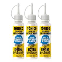 Kit Com 3 Tonico Anti Queda Biotina Fortalecimento Capilar Gota Dourada 100ml