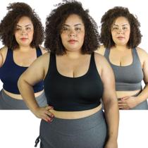 Kit com 3 Top Plus Size Fitness Academia Treino Dia-a-dia Kit com 3 Top Plus Size Fitness Academia Treino Dia-a-dia