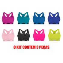 Kit Com 3 Top Sem Costura E Sem Bojo Com Costas Nadador Fitness Fit Para Academia Treino Corrida