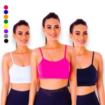 Kit com 3 Tops Fitness Slim Sutiã Esportivo Corrida Academia Yoga Pilates ALÇA FINA 641