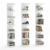 Kit com 3 torres de parade organizador livros estante vertical decoração premium albergoni branco