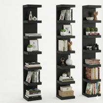 Kit com 3 torres de parade organizador livros estante vertical decoração premium albergoni preto