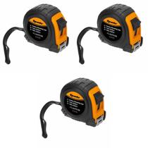 Kit com 3 trena curta elastica 5 mx 18mm estojo embor sparta