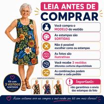 KIT com 3 (TRÊS) Vestidos da Vovó em Liganete - Malha Fria - Estampas Sortidas/aleatórias Cor:Estampas AleatóriasTamanh - Flor De Paula