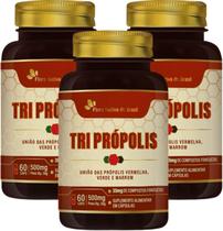 Kit Com 3 - Tri Própolis (Vermelha, Verde e Marrom) 60 Caps de 500mg Flora Nativa do Brasil Kit Com 3 - Tri Própolis (Vermelha, Verde e Marrom) 60 Caps de 500mg Flora Nativa do Brasil