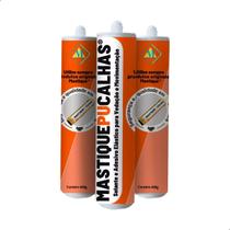 Kit com 3 Tubos Mastique Pu Veda Calhas e Rufos Preto 400g