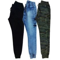 Kit Com 3 Unid Calça Feminina Jeans Joguer Azul Preto