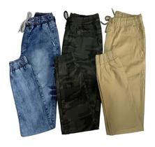 Kit Com 3 Unid Calça Joguer Jeans Sarja Masculina Tamanhos Kit Com 3 Unid Calça Joguer Jeans Sarja Masculina Tamanhos