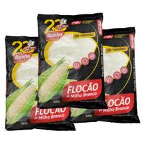 Kit Com 3 Unidade Flocão de Milho Branco Não-Transgênico Rainha 500g