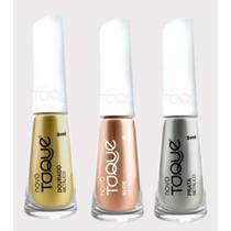 Kit Com 3 Unidades De Novo Toque Metálico 1 Dourado 1 Prata 1 Nude 8ml Cada