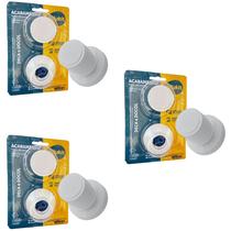 Kit com 3 Unidades do Acabamento para Registro da Blukit Modelo C40 Itapema ABS Branco para Padrão de Registros Deca ou Docol 091104