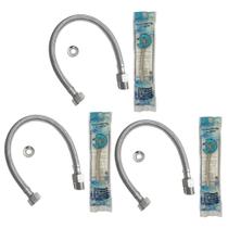 Kit com 3 Unidades do Flexível de Malha Trançada de Aço INOX 1/2 da Flvx Hidro de 30cm - FLEX30-IN Kit com 3 Unidades do Flexível de Malha Trançada de Aço INOX 1/2 da Flvx Hidro de 30cm - FLEX30-IN