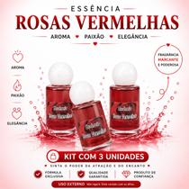 Kit com 3 Unidades Essência Rosas Vermelhas Amor Sedução Harmonização Espiritual Kit com 3 Unidades Essência Rosas Vermelhas Amor Sedução Harmonização Espiritual