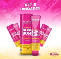 Kit com 3 unidades gel firmador bumbum premiun 150g. barriga/abdomen/coxa