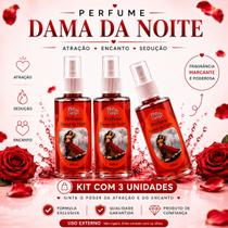 Kit com 3 Unidades Perfume Dama da Noite Sedução Encanto Magnetismo Espiritual Kit com 3 Unidades Perfume Dama da Noite Sedução Encanto Magnetismo Espiritual