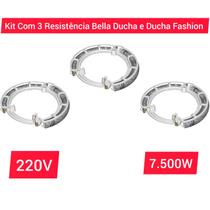 Kit Com 3 Unidades Resistência Bella Ducha E Ducha Fashion 4T 220v 7.500w Tipo Lorenzetti - WR