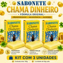 Kit com 3 Unidades Sabonete Chama Dinheiro Prosperidade Abundância Atração Financeira Kit com 3 Unidades Sabonete Chama Dinheiro Prosperidade Abundância Atração Financeira
