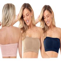 Kit Com 3 Unidades - Sutiã Top Faixa Sem Costura Zee Rucci Cor:SortidaTamanho:M Kit Com 3 Unidades - Sutiã Top Faixa Sem Costura Zee Rucci Cor:SortidaTamanho:M