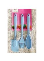 Kit Com 3 Utensílios Em Silicone, 1 Colher, 1 Pincel e 1 Espátula PK0833