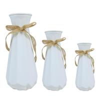 Kit Com 3 Vasos Decorativos Minimalistas Modernos Escritório/Sala Branco Castela