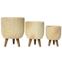 Kit com 3 Vasos Linha Genebra Cachepot com Tripé de Madeira - Kit com 3 Vasos Linha Genebra Cachepot com Tripé de Madeira -