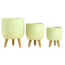 Kit com 3 Vasos Linha Genebra Cachepot com Tripé de Madeira - Kit com 3 Vasos Linha Genebra Cachepot com Tripé de Madeira -