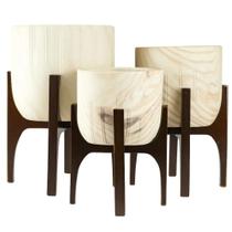 Kit com 3 Vasos Linha Genebra com Suporte de Madeira Alto