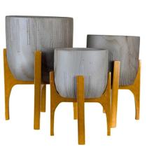 Kit com 3 Vasos Linha Genebra com Suporte de Madeira Alto