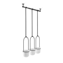 Kit com 3 Vasos Suspensos Triflora Branco e Preto - Umbra
