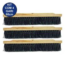 Kit Com 3 Vassoura Escovão Gari Nylon Duro 60Cm Sem Cabo
