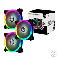 Kit com 3 Ventoinhas 120mmX120mm BRAZIL-PC BPC-KINT1250-ARGB - LED RGB