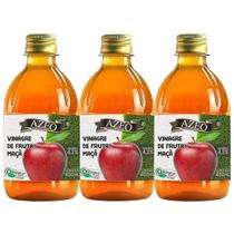 Kit com 3 Vinagre de Fruta Maçã Orgânico com Selo 450ml Azeo
