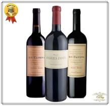 Kit com 3 Vinhos Argentinos Zapata Angelica Malbec Alta, DV Malbec e DV Cabernet Malbec