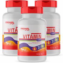 Kit Com 3 Vitamin Promel Vit C, D e Zinco 60 Caps de 750mg