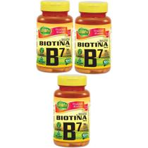 Kit com 3 Vitaminas B7 Biotina 500mg 60 cápsulas Unilife Original