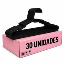 Kit com 30 Cabides Adulto Preto Organizador Roupa Plástico