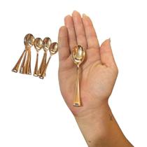 Kit Com 30 Mini Colherzinha Rose Plástico Rigido 10Cm Festa Kit Com 30 Mini Colherzinha Rose Plástico Rigido 10Cm Festa