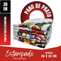 Kit Com 30 Pano De Prato - Copa - 60x35cm - Estampado - 100% Algodão - 40 g - Seca Louça - Decora