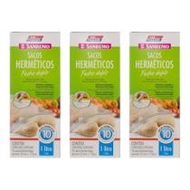 Kit com 30 Sacos Herméticos Fecho Duplo Sanremo 1 litro