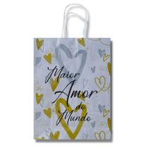 Kit Com 30 Un Sacola Maior Amor Do Mundo G 23,5x10x31,5 Cm