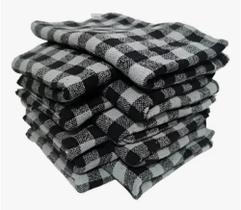 Kit Com 30un - Pano De Limpeza Tipo Saco Xadrez - 43x65 Cm Preto Kit Com 30un - Pano De Limpeza Tipo Saco Xadrez - 43x65 Cm Preto