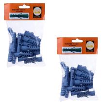 Kit Com 36 Bucha Plástica Azul Sem Parafuso Aba Anel 12Mm