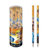 kit com 36 lapis preto dureza HB corpo redondo do Naruto marca Tris