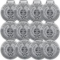 Kit com 36 Medalhas Rema Honra Ao Mérito 40mm Com Fita Cor Prata 4440