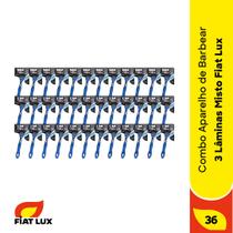 Kit com 36 unidades de Aparelho de barbear 3 lâminas Misto Fiat Lux