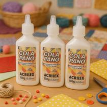 Kit Com 3Cola Pano Acrilex 100g Cola Para Tecido, Feltro e Artesanato Secagem Rápida Kit Com 3Cola Pano Acrilex 100g Cola Para Tecido, Feltro e Artesanato Secagem Rápida