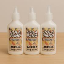 Kit Com 3Cola Pano Acrilex 100g Cola Para Tecido, Feltro e Artesanato Secagem Rápida