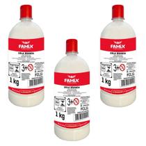 Kit Com 3un Cola Branca Liquida Uso Escolar 1kg Famix