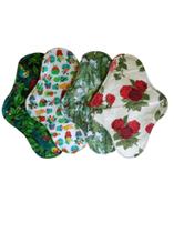 Kit com 4 absorventes ecológicos reutilizáveis de pano para fluxo intenso